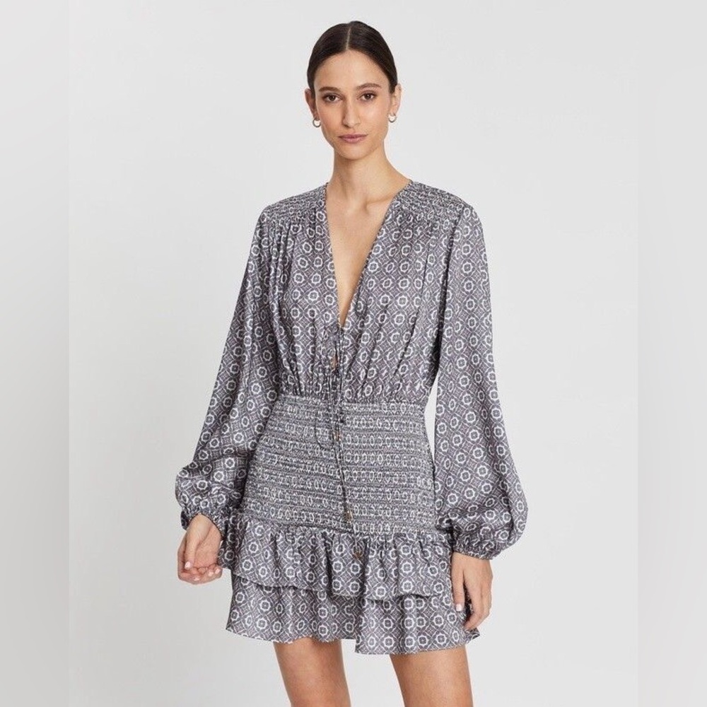 Significant Other Hedi Medallion Smocked Mini Dress Size 10